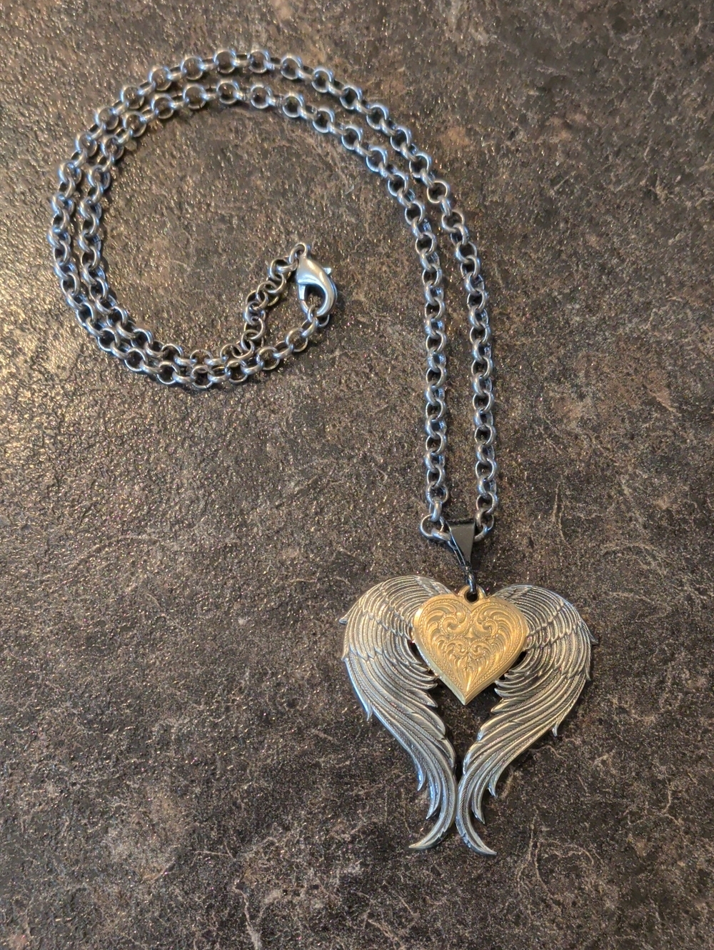 Montana Silversmiths Two-Tone Heart & Wing Necklace - Gold and Silver